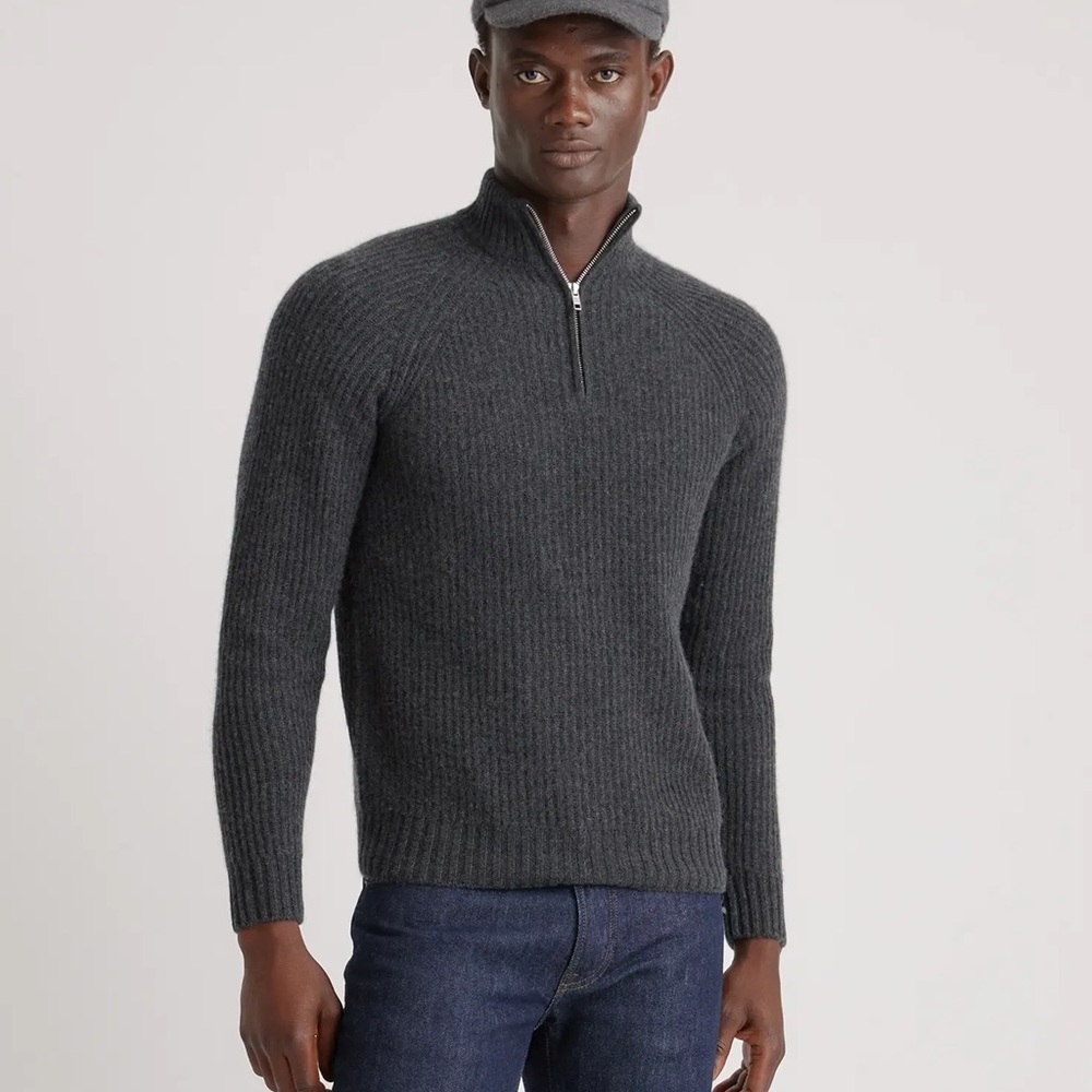 Quince Mongolian Cashmere Fisherman Quarter Zip Sweater